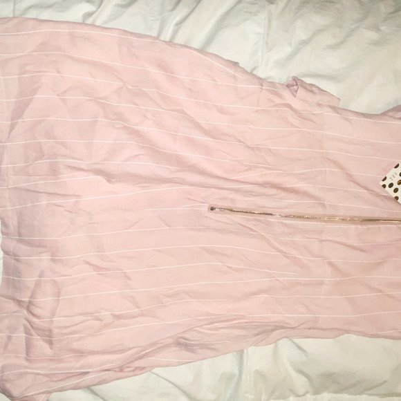 Pink with white strips strapless mini dress - Picture 3 of 6